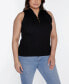 Фото #5 товара Black Label Plus Size Sleeveless Quarter Zip Sweater
