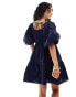 Фото #4 товара Nobody's Child Ruby balloon sleeve mini dress in navy