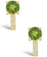 ფოტო #3 პროდუქტის Peridot (1-7/8 ct. t.w.) and Diamond (1/8 ct. t.w.) Stud Earrings in 14K Yellow Gold