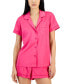 Women's 2-Pc. Stretch Satin Notch Collar Pajamas Set, Created for Macy's