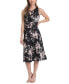 Фото #3 товара Petite Pleated Keyhole Floral-Print Midi Dress