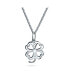 ფოტო #1 პროდუქტის Celtic Saint Patrick Heart Flower Shamrock Good Luck Charm Four Leaf Clover Pendant Necklace For Women Teen .925 Sterling Silver