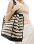 Фото #1 товара Abercrombie & Fitch striped beach shopper bag in black and cream