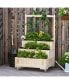 3-Tiers Wooden Raised Garden Bed Trellis, Back Storage Area