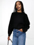 Фото #3 товара ASOS DESIGN Tall fluffy rib jumper with crew neck in black