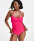 Фото #6 товара Twist-Front Ruched One-Piece Swimsuit