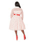 ფოტო #2 პროდუქტის Plus Size Pink & Red Flocked Hearts Tulle Swing Dress