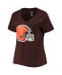 ფოტო #3 პროდუქტის Women's Deshaun Watson Brown Cleveland Browns Plus Size Player Name and Number V-Neck T-shirt