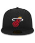 Men's Black Miami Heat Rally Drive Side Patch 59FIFTY Fitted Hat