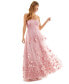 Фото #4 товара Juniors' 3D Floral Ruched Strapless Gown, Created for Macy's