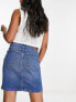 Vila denim mini skirt in medium blue wash