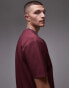 Фото #4 товара Topman oversized fit plisse t-shirt in burgundy