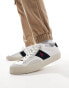 Фото #1 товара Polo Ralph Lauren Sayer sport in leather suede mix with navy stripe in white