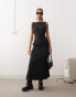 Фото #1 товара COLLUSION casual utility maxi skirt co-ord in black pinstripe