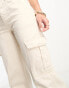 Фото #3 товара DTT Tall Molly high waist wide leg cargo jeans in ecru