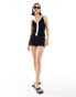 Фото #3 товара ASOS DESIGN knitted v neck vest in black with contrast white trim