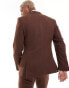 Фото #8 товара ASOS DESIGN wedding skinny wool mix suit jacket in brown basketweave texture