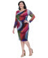 Plus Size Boat-Neck Long-Sleeve Mesh Dress