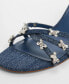 ფოტო #3 პროდუქტის Women's Heeled Denim Sandals