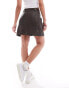 Pimkie distressed leather look belted mini skirt with front splits in brown