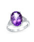 ფოტო #1 პროდუქტის 4.47CT Natural Zircon Accented Oval Natural Pink Amethyst Statement Ring For Women Rose Gold Plated .925 Sterling Silver