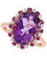 ფოტო #1 პროდუქტის Amethyst (5-3/4 ct. t.w.) & Diamond (1/8 ct. t.w.) Oval Halo Ring in 14k Rose Gold