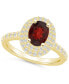 Garnet and Diamond Halo Ring