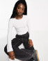 Фото #1 товара Noisy May scoop neck cropped long sleeve top in white