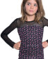 ფოტო #4 პროდუქტის Big Girls Long-Sleeve Printed Mesh Combo Dress