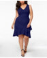 Фото #1 товара Платье безрукавка Soprano с V-образным вырезом и оборками, темно-синее, размер Plus 1X
