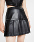 ფოტო #1 პროდუქტის Women's Faux-Leather Pleated Mini Skirt, Created for Macy's