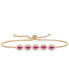 ფოტო #1 პროდუქტის Ruby (1-5/8 ct. t.w.) & Diamond (1/3 ct. t.w.) Halo Bolo Bracelet in 14k Gold