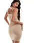 Pieces seamless bodycon shaping dress in beige