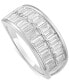 ფოტო #4 პროდუქტის Cubic Zirconia Baguette Double Row Statement Ring in Sterling Silver, Created for Macy's