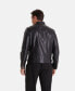 ფოტო #2 პროდუქტის Men's Leather Biker Jacket, Black