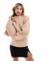 ASOS DESIGN funnel neck jumper with structured sleeve detail in camel Бежевый, S - EU 36-38 - фото #1