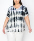 Фото #1 товара Plus Size Tie Dye V-Neck Dolman Roll Sleeve Top