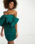 Forever New dramatic bow mini dress in emerald green