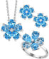 ფოტო #3 პროდუქტის Swiss Blue Topaz (4 ct. t.w.) & Diamond Accent Flower 18" Pendant Necklace in Sterling Silver