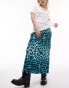 Фото #3 товара Topshop Petite animal print bias maxi skirt in turquoise