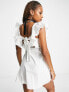 Reclaimed Vintage button front dress with broderie ruffle collar in white