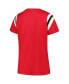ფოტო #3 პროდუქტის Women's Scarlet Ohio State Buckeyes Plus Size Striped Tailgate Crew Neck T-shirt