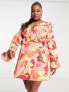 ASOS LUXE Curve smock dress in bright floral print