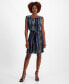 ფოტო #1 პროდუქტის Petite Printed Round-Neck Sleeveless Dress