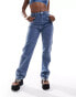 Kyo The Brand denim diamante straight leg jeans co-ord in blue wash Verwaschenes Blau, 34 - фото #3