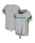 Фото #4 товара Women's Heathered Gray Oregon Ducks Boo You Knotted Raglan T-Shirt