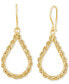 Polished Rope Open Teardrop Drop Earrings in 10k Gold