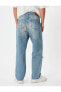 Фото #30 товара Yırtık Kot Pantolon Düğmeli 5 Cepli Bol Paça - Baggy Jeans