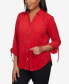 Фото #4 товара Petite Park Place Stretch Knit Faux Suede Button Up Top