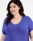 Фото #3 товара Plus Size V-Neck Short-Sleeve Top, Created for Macy's